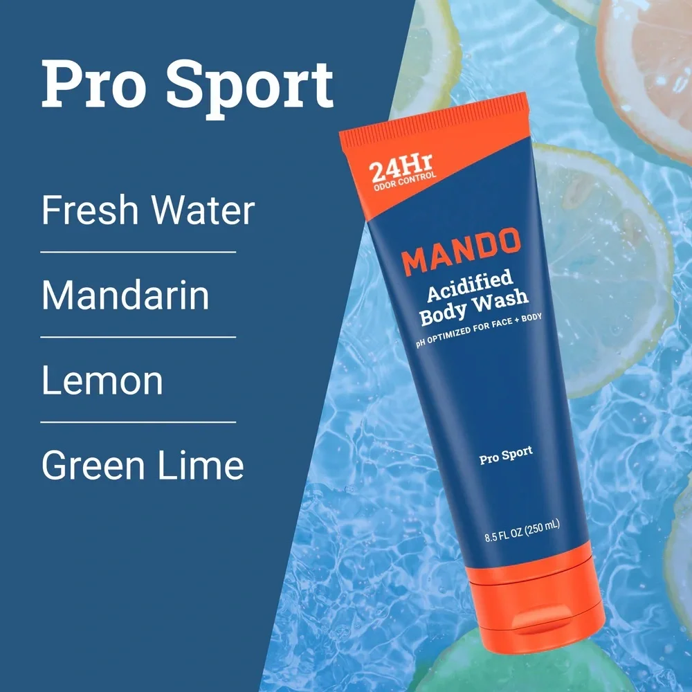 3/$12 Mando Pro Sport Acidified Body Wash 1.5oz